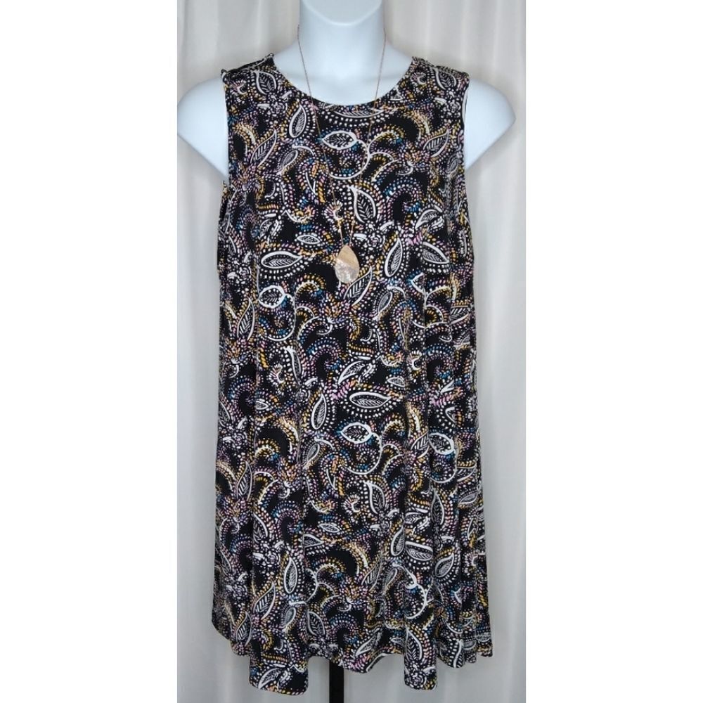 NICOLE MILLER Silky Print Trapeze Dress 1X